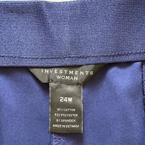 Investments Woman Blue The 5th Ave Fit Elite Stretch Capri Pants Size 24W NEW - Picture 2 of 14